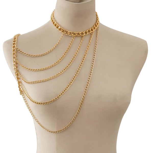 Sexy Punk Body Chain Multilayer Skulderkjede Sele