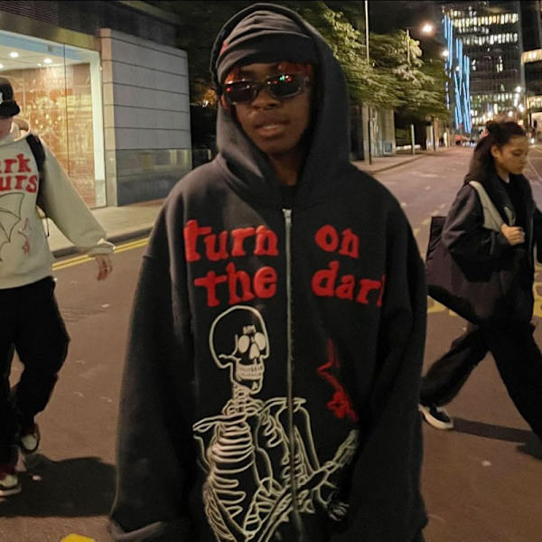 Hoodie Mænd Streetwear Langærmet Anime Lynlås Sweatshirt Bogstav Oversized Top Hoodie Fashion Hoodie Skull Sweater