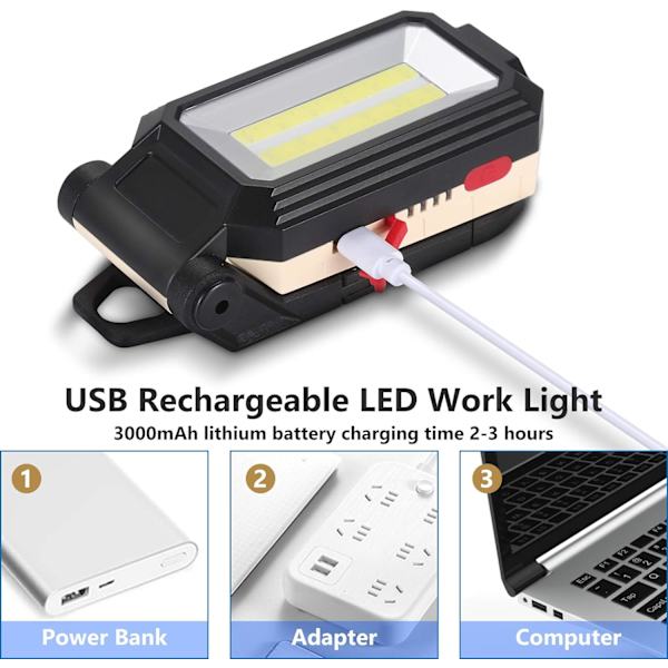 LED Arbeidslys Camping Light Oppladbar LED Spotlight Rechargea