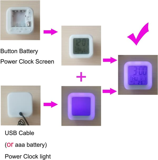 3 tommer lille LED digitalt display til tegnefilmsbørn, 7 farver C