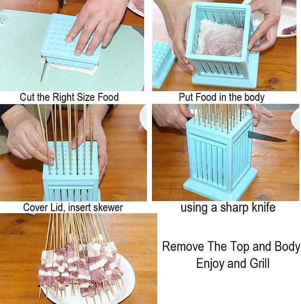 BBQ Kebab Verktøy 49 Hull Kebab Making Box BBQ Biff Slicer Kebab Mak
