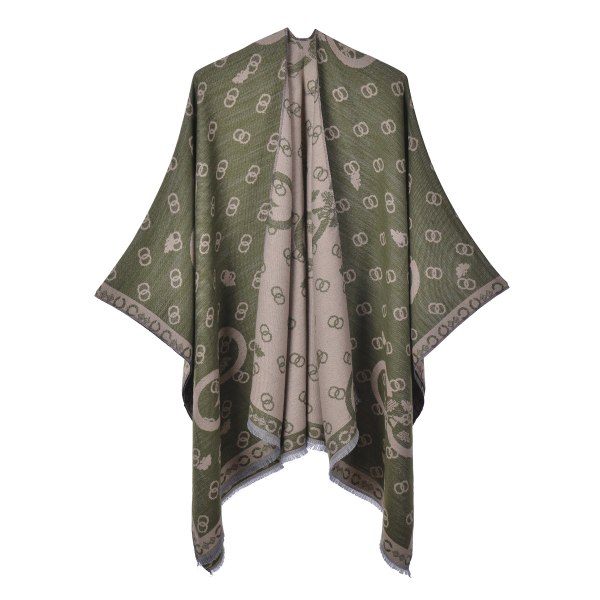 grön Vintage sjal fyra årstider mångsidig tvåfärgad bokstäver dubbel
