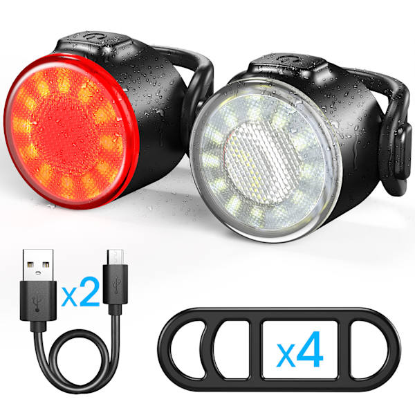 Cykellampor Set Uppladdningsbara, LED Cykellampor Fram och Bak U