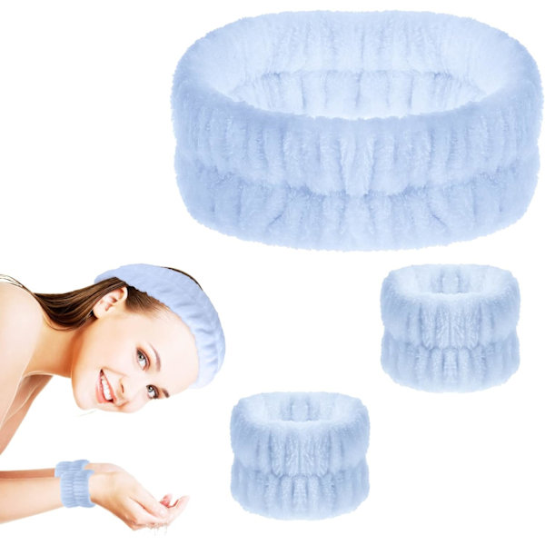 1 st spa-hårband för handled och ansiktsrengöring, ansiktsmakeup, mikrofiber