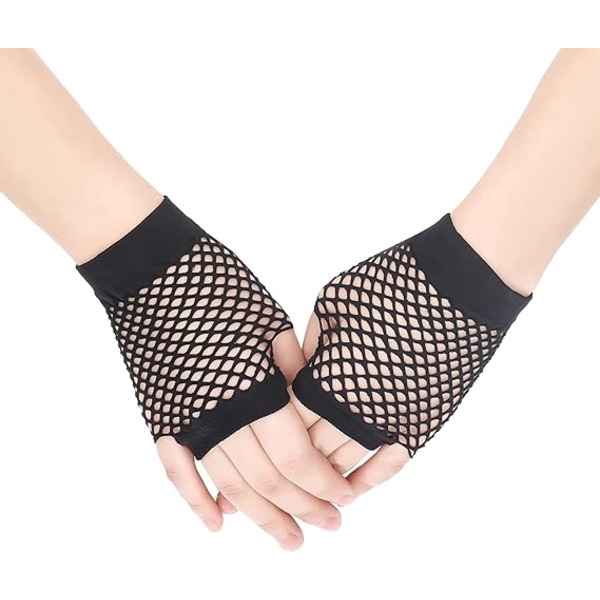 1 pari sormettomat verkkokäsineet Fishnet Short Pierced Glove Nylo