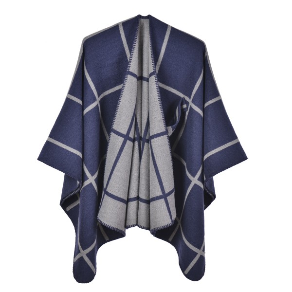 Klassisk mode tykt varmt ternet split poncho