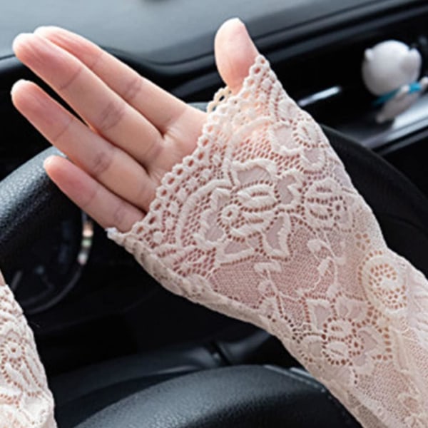 1 par Ice Silk Lace Solskyddsärmar Handskar Summer Lace Thi