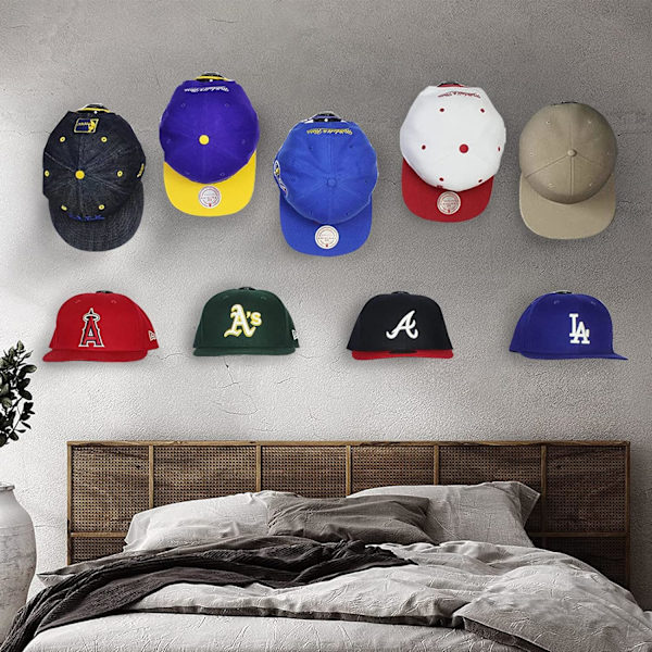 16-pak selvklebende vegghattekroker, hatteholdere for baseballcapser, W