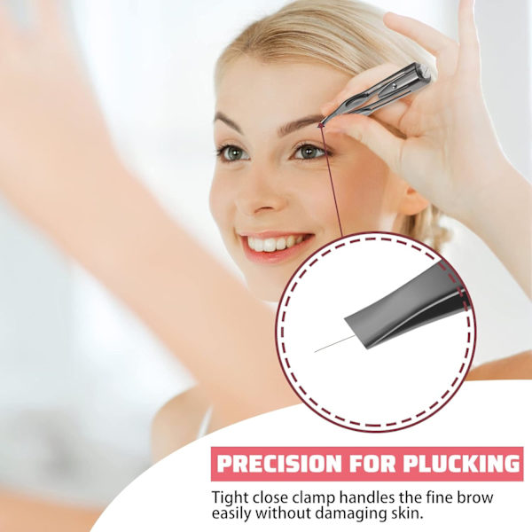 2 stk pinsett med LED-lys, opplyst pinsett for sminke med lys