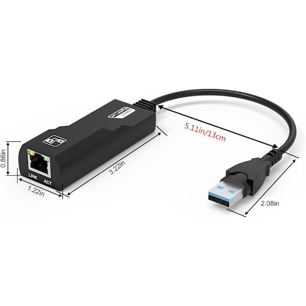 USB-Ethernet-sovitin, USB 3.0 - RJ45 Ethernet-sovitin, 1000 Mbps