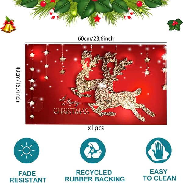 1PC rød julegulvmatte, juledekorasjonsteppe, badematte