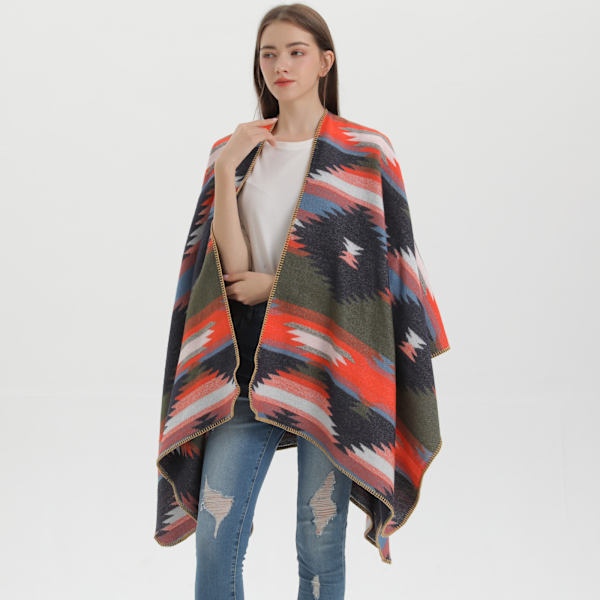 Orange Dame Sjal Stødende Geometrisk Split Fashion Varm Sjal O