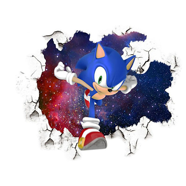 3d Sonic Wall Sticker Børneværelse Graffiti dekoration 3d Brok