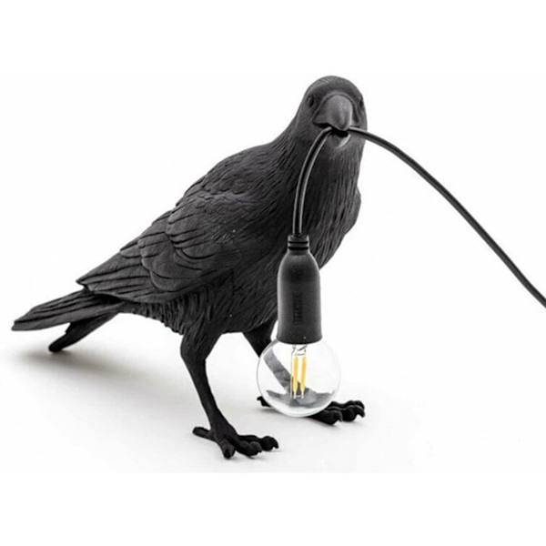 (Svart) Raven Bordlampe, Realistisk Harpiks Stående Skrivebordslampe, LED