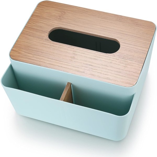 Rektangulær servietbeholder Servietbeholder Servietbeholder med bambuslåg Desktop Organizer til stue badeværelse