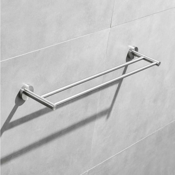 50 cm dobbel håndkleholder veggmontert SUS 304 børstet rustfritt stål
