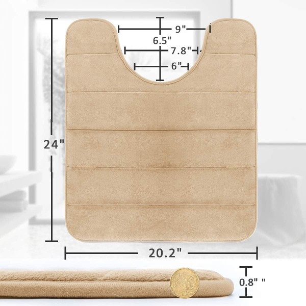 Kamel Memory Foam U-formet badeværelsesgulvmåtte, meget absorberende,