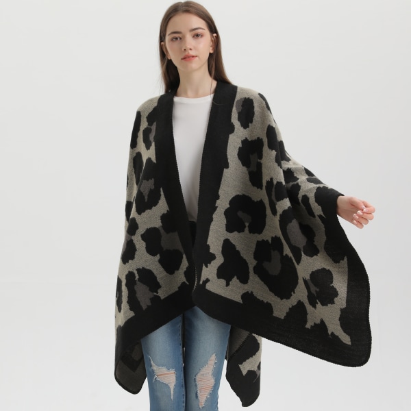 Blå leopard print street sjal ny hundrede sjal tyk varm hund