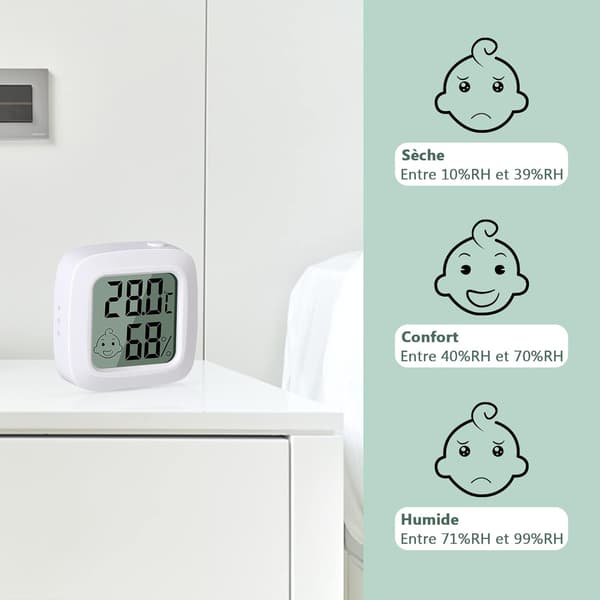 2 stk, Liten digitaltermometer hygrometer med høy presisjon, fo