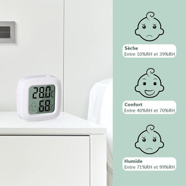 2 stycken, Liten digital termometer hygrometer med hög precision, fo