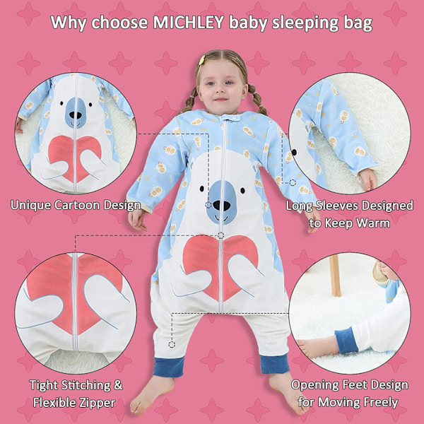 Baby Sleeping Bag Sack Long Sleeve with Feet Winter Swaddle Weara