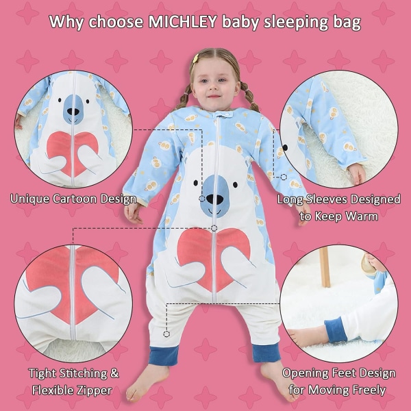Baby Sovepose Sekk Lang Ermet med Fødder Vinter Swaddle Weara
