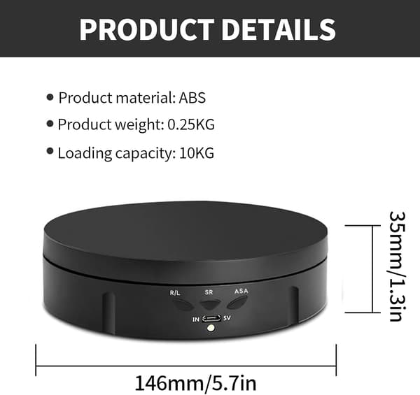 Elektrisk dreieskive, 146mm smart elektrisk roterende displaystativ,