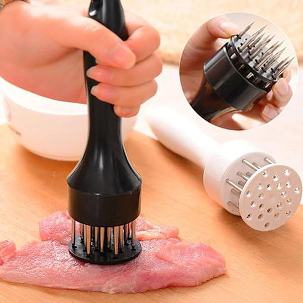 Köttmörningsverktyg med ultratillverkade nålblad i rostfritt stål