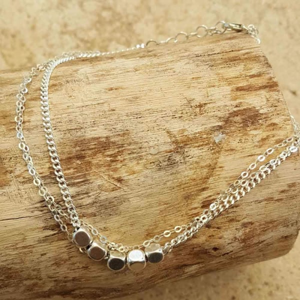 Beach anklet Silver beads bracelets foot jewelry for women and gi