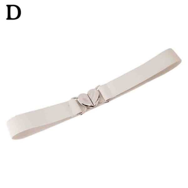 Kvinners Stretch smalt midjebelte Elastisk belte Love Heart Metal B