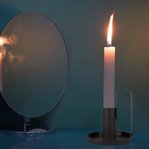 2 stk lysestaker, retro jern lysestaker svart lysestake