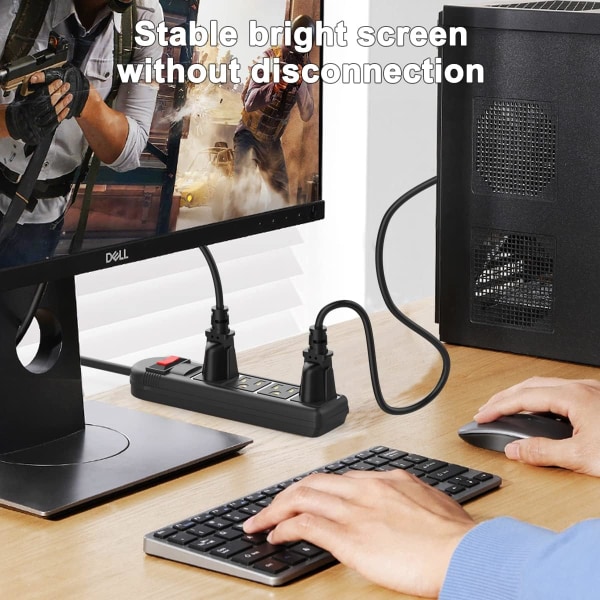 5FT Computer Monitor TV-erstatningsstrømkabel, 18 AWG 3-benet AC