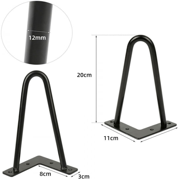 Set med 4 st ben i 20 cm för industridesignbord