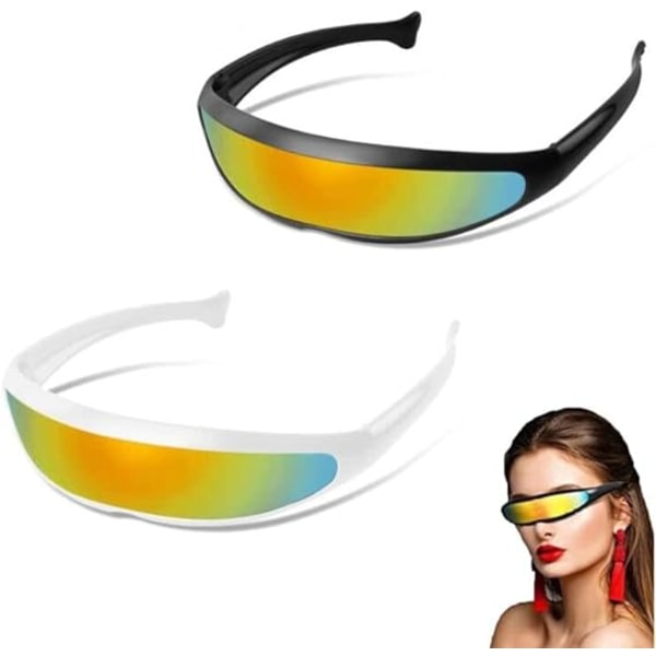 Futuristiske briller, smalle Cyclops solbriller til fest, Cyberpun