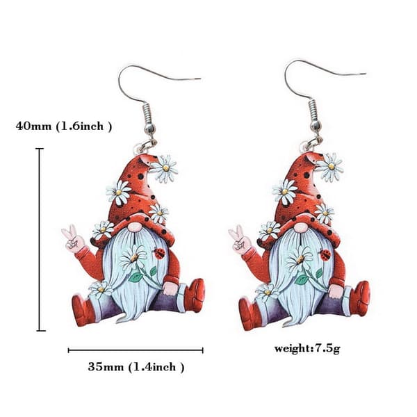 2 par akryl daisy gnome jule gnome øreringe