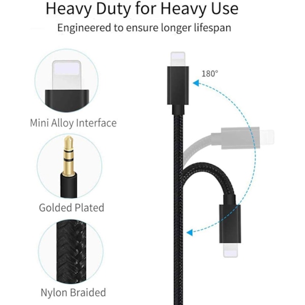 3,5 mm hann-til-hunn AUX-bilkabeladapter, bilradio, høyttaler,