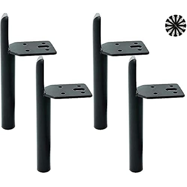 Set med 4 svarta 18 cm ersättningsmetallmöbelben för möbler