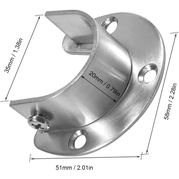 U Shaped Pole Bracket Set, 304 Stainless Steel U Pole Base Clamps