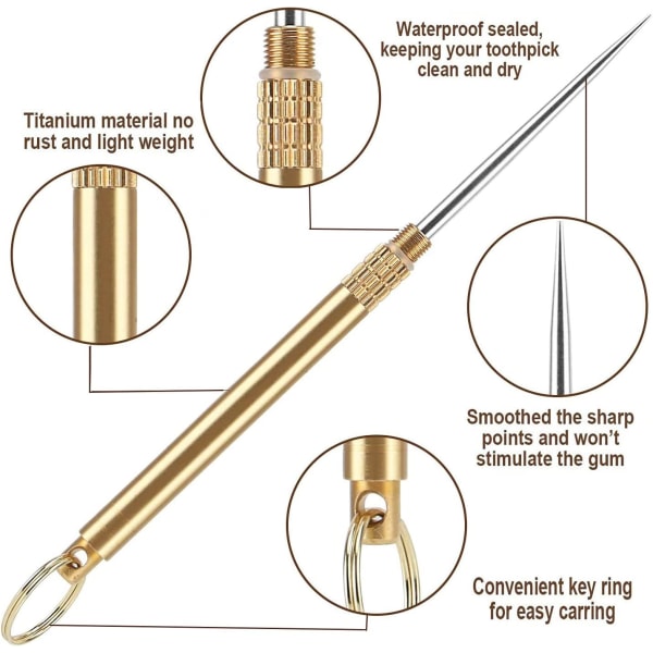 4 stk. Titan tannpirkere, bærbar lett gjenbrukbar tannpirker