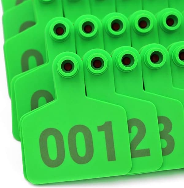100-pack med öronmärken för getter, grisar, kor och kalvar - gröna