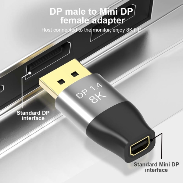 Mini DP till DisplayPort 8K-kabel 8K(7680x4320)@60Hz 4K@144Hz Displ