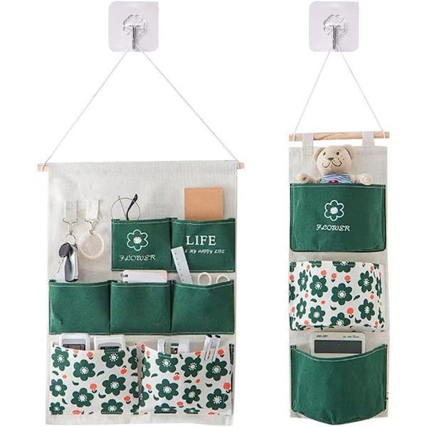 2 stk. (Multi-lag - grøn) Vægmonteret opbevaringspose, Baby Hanging