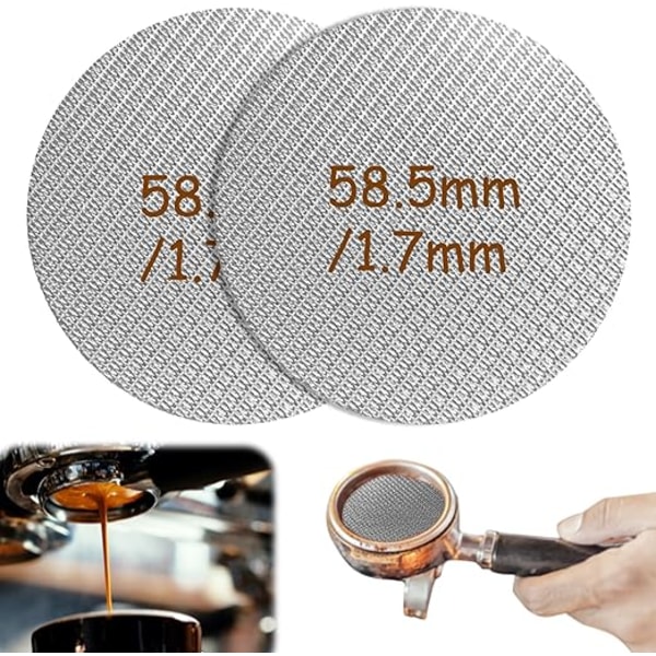 2st 58,5 mm espressoskärm - 1,7 mm kaffesil, 150 μm, Reusa