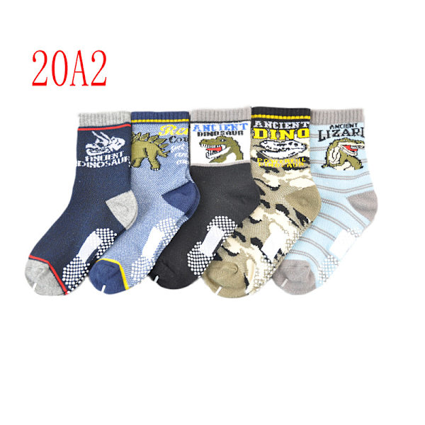 Toddler Non Slip Crew Socks 5 Par för Barn Barn Anti Skid G