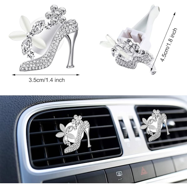4 st Bling High Heel Luftventilationsklämmor Kristallsko Bilsklämmor Rh