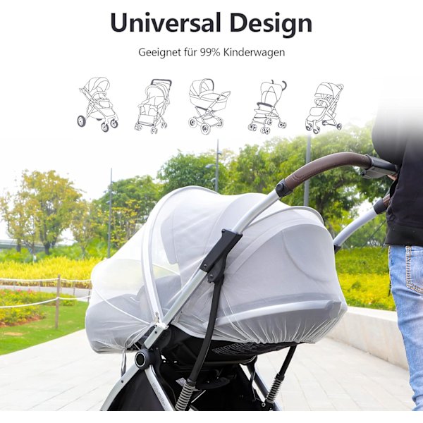 Myggnät Barnvagn Universell Baby Myggnät med Elastisk St