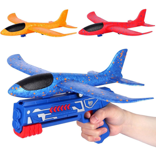 Launcher Toy, Foam Throwing Glider Plane with Catapult Gun, Indoo