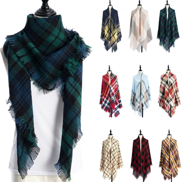 Dametørklæde, Klassisk Ternet Blødt Tartan Tørklæde Wrap, Langt Stort Sh