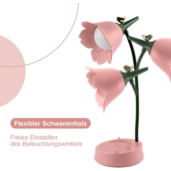 (Rosa) Skrivbordslampa för barn, dimbar LED-bordslampa med 3 färger T