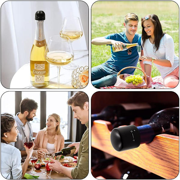 4 Vinflaskor Stopper, Återanvändbar Vinkork och Champagne Stopper w